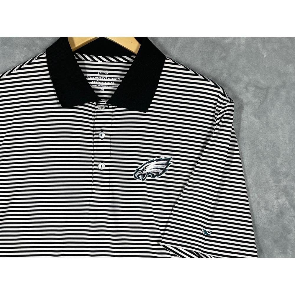 Vineyard Vines Mens Philadelphia Eagles Performance Polo Shirt Black White M